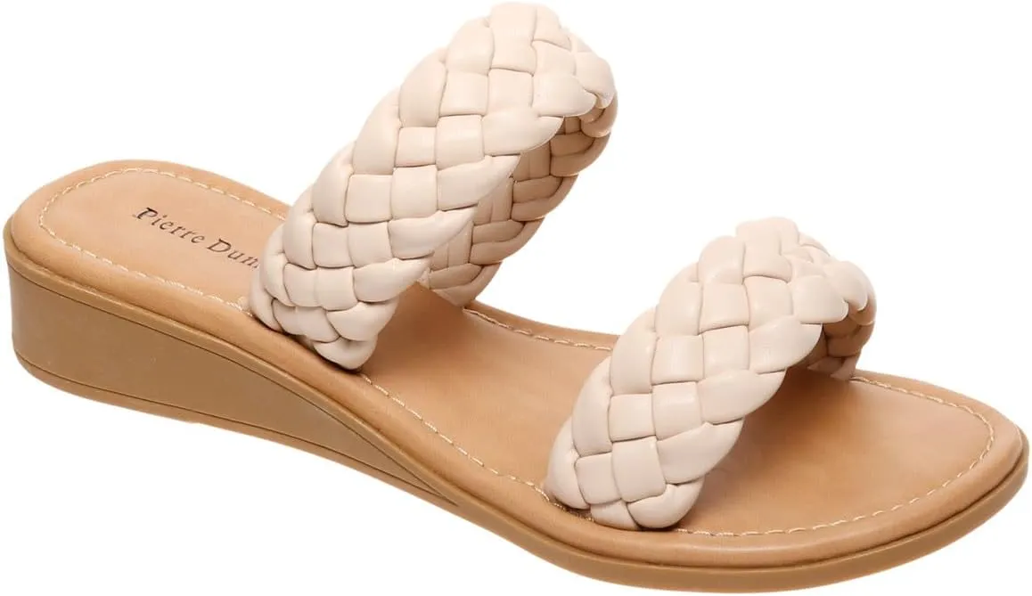 Pierre Dumas Womens braided slide sandals open toe two strap slip on sandals