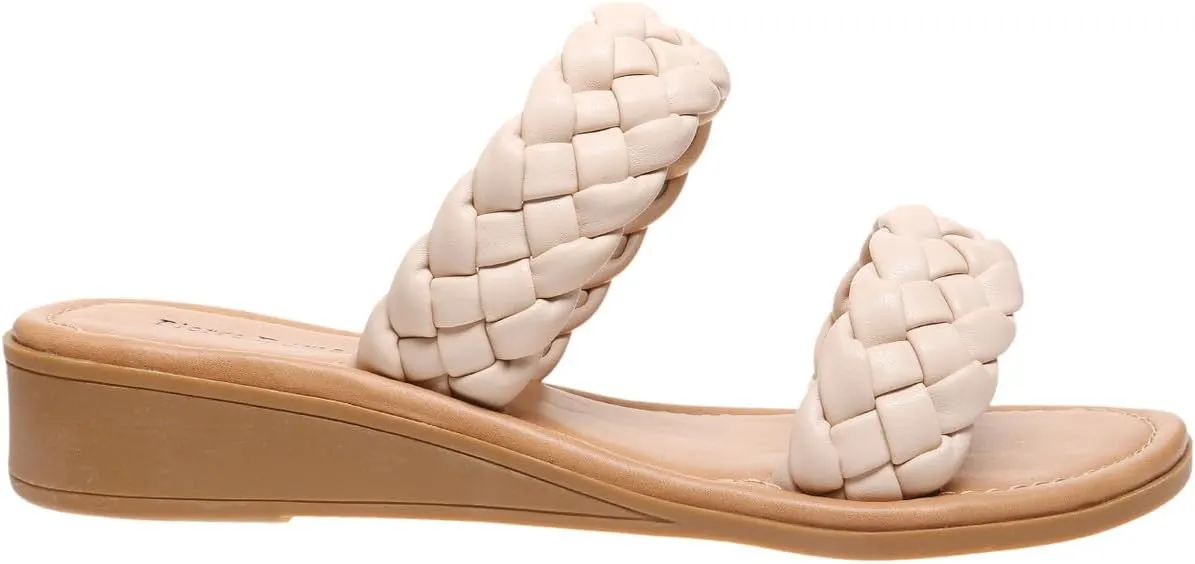 Pierre Dumas Womens braided slide sandals open toe two strap slip on sandals