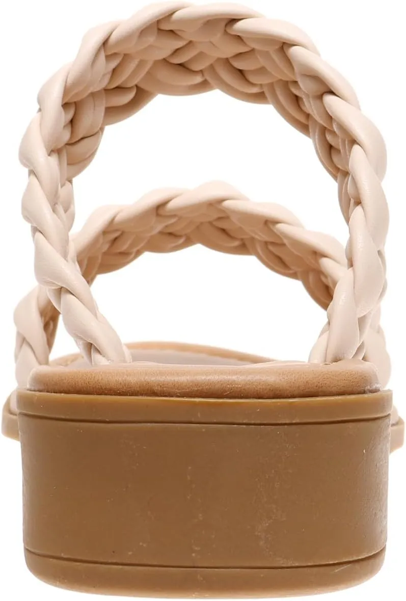 Pierre Dumas Womens braided slide sandals open toe two strap slip on sandals