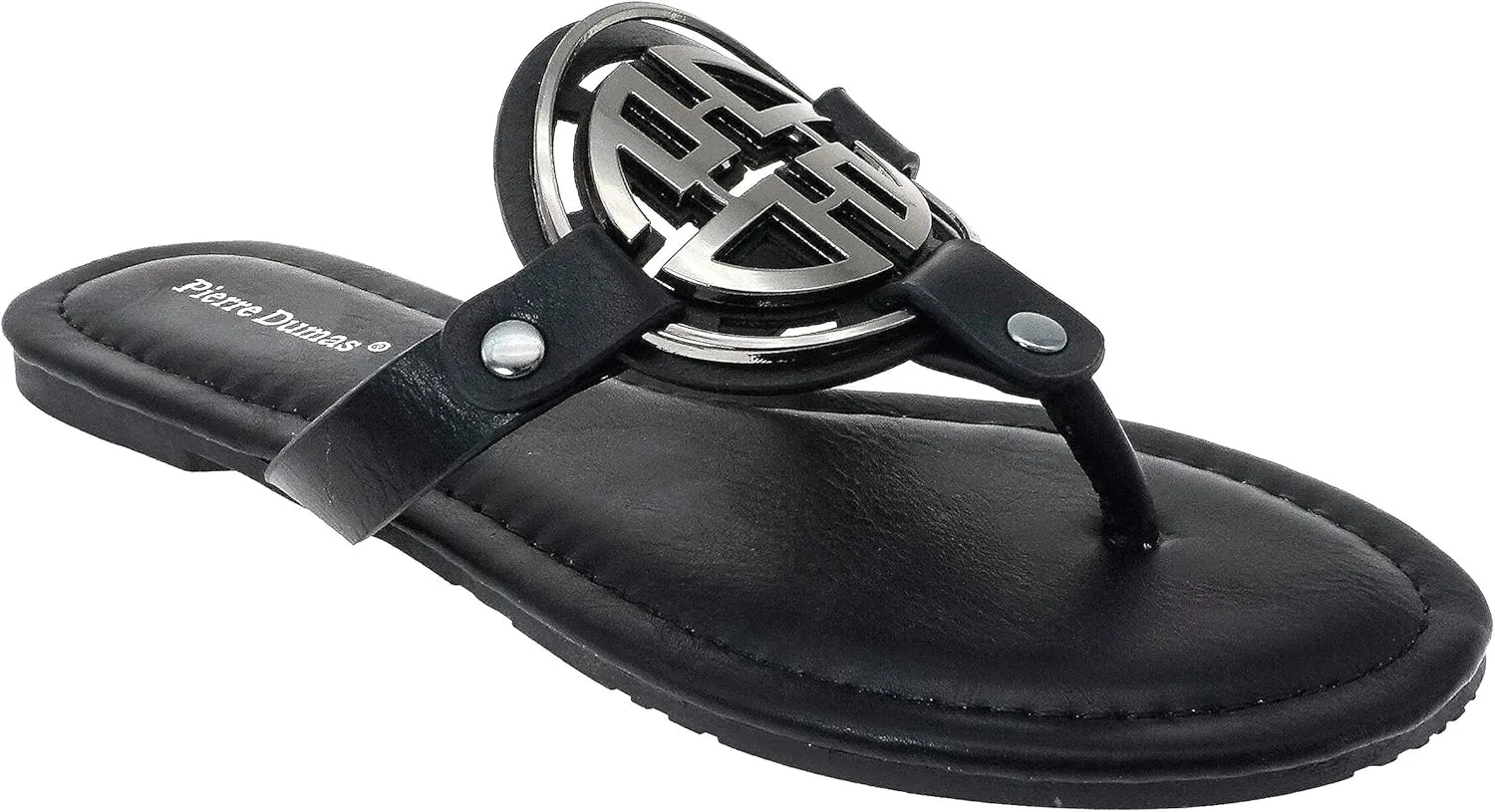 Pierre Dumas Women's Colored Flat Sandals 6 Black 21024
