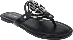 Pierre Dumas Women's Colored Flat Sandals 6 Black 21024