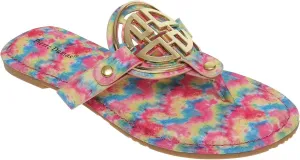 Pierre Dumas Women's Colored Flat Sandals Model Limit-24 7 Pastel Combo