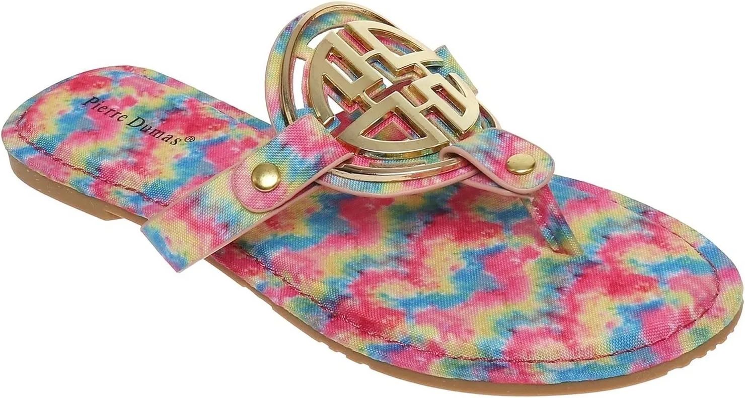 Pierre Dumas Women's Colored Flat Sandals Model Limit-24 7 Pastel Combo