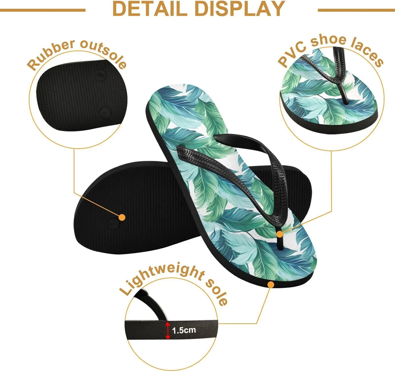 Pineapple Stripe Flip Flops for Beach Thong Sandals Anti-slip Lightweight Flat Slippers for Indoor Outdoor House