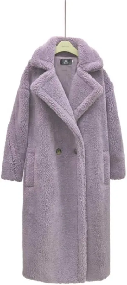 Pink Long Teddy Bear Coat,Women Winter Warm Faux Fur Jacket,Ladies Teddy Outdoor Overcoat