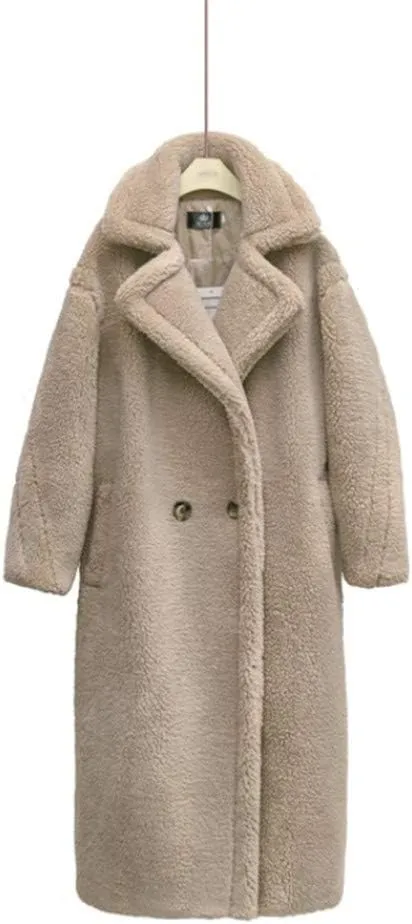 Pink Long Teddy Bear Coat,Women Winter Warm Faux Fur Jacket,Ladies Teddy Outdoor Overcoat
