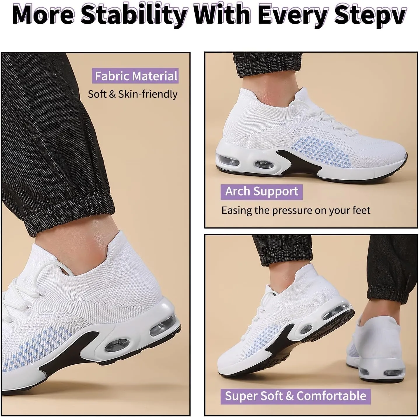 PIPIXIANWomens Walking Sock Sneakers, Knitted Lightweight, Orthopedic Outdoor Sock Shoes, Breathable Mesh Shoes
