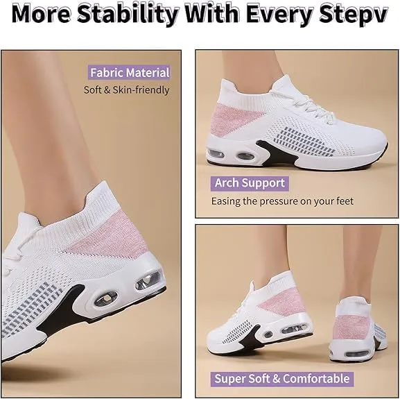 PIPIXIANWomens Walking Sock Sneakers, Knitted Lightweight, Orthopedic Outdoor Sock Shoes, Breathable Mesh Shoes
