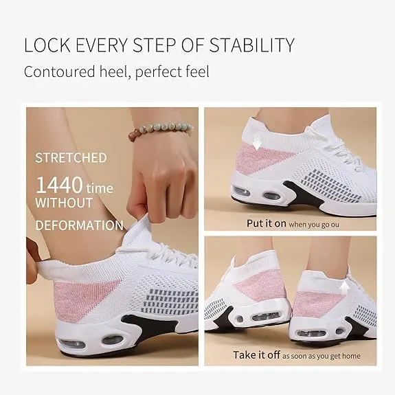 PIPIXIANWomens Walking Sock Sneakers, Knitted Lightweight, Orthopedic Outdoor Sock Shoes, Breathable Mesh Shoes