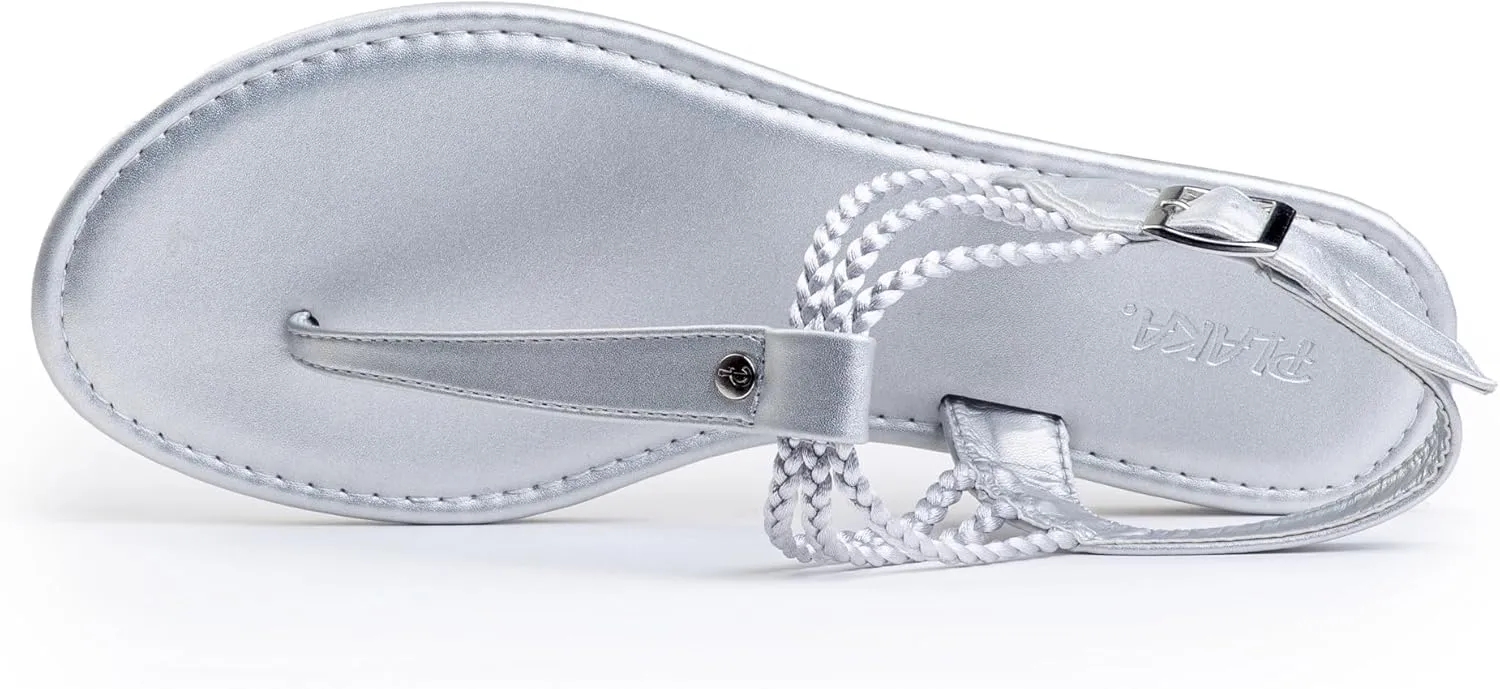 Plaka Rappel Women's Flat Sandals - Stylish and Dressy Womens Thong Sandals with Adjustable Buckle, Comfortable Strappy Rope Summer Sandals