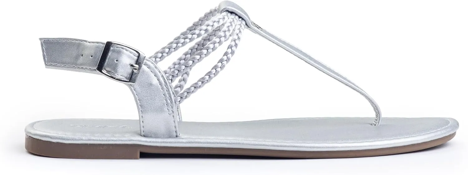 Plaka Rappel Women's Flat Sandals - Stylish and Dressy Womens Thong Sandals with Adjustable Buckle, Comfortable Strappy Rope Summer Sandals