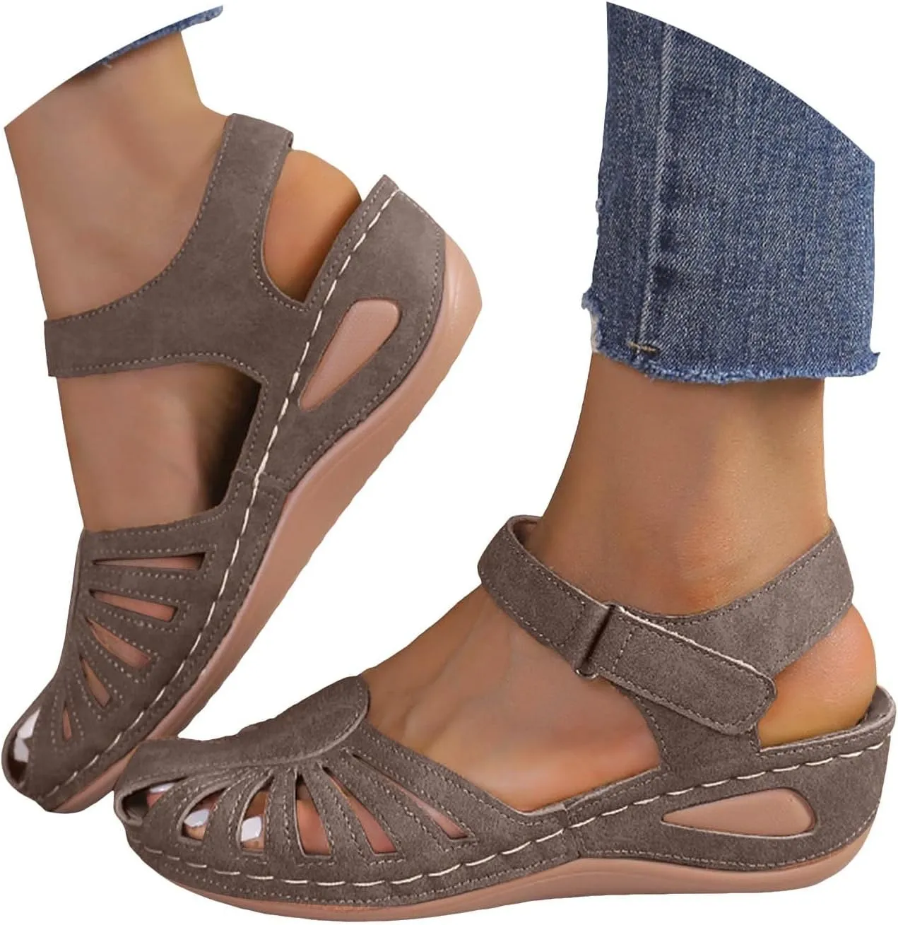 Platform Clogs for Women Closed Toe Wedge Sandals Slip On Walking Sandals Hollow Out Comfortable Vacation Sandals