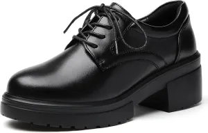 Platform Oxfords for Women Chunky Oxford Heels Women's Pumps Lace Up Shoes Office Work Ladies Casual Business Dress Shoes