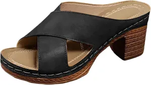 Platform Sandals Chunky Heel Slip on Wedge Women Sandals Beach Comfortable Trendy Women Summer Shoes