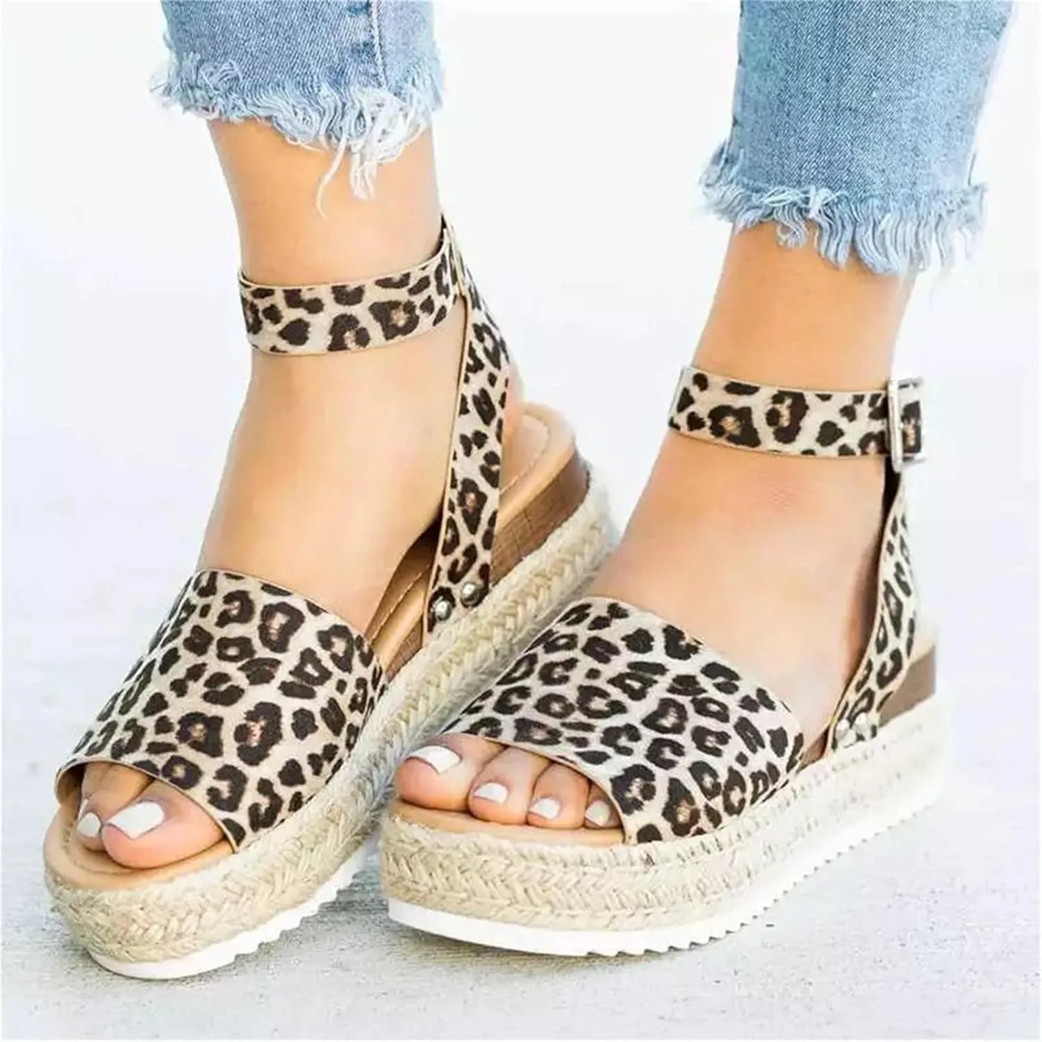 Platform Sandals Women Dressy 2025 Summer Open Toe Buckle Ankle Strap Wedge Sandals Comfortable Arch Support Wedge Sandals