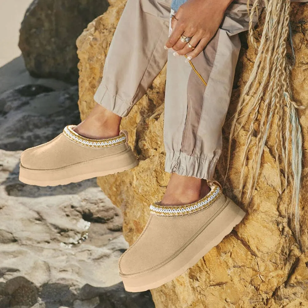 Platform Slippers for Women - Fleece Lined, Anti-Slip Snow Boots