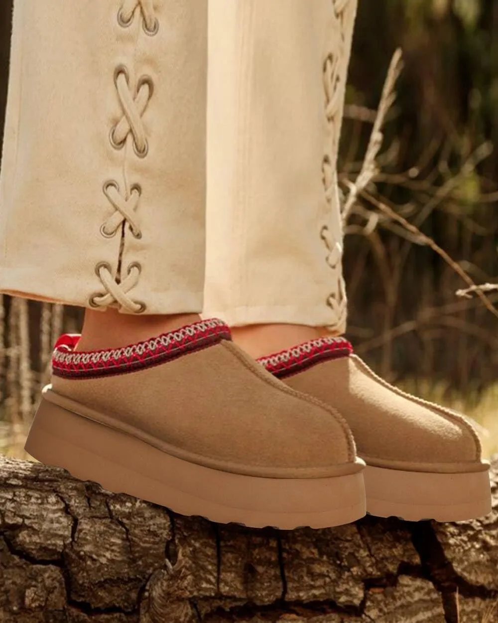 Platform Slippers Mini Boots for Women Fleece Lined Snow Boots Anti-Slip Snow Platform Slippers for Women Winter Outdoor