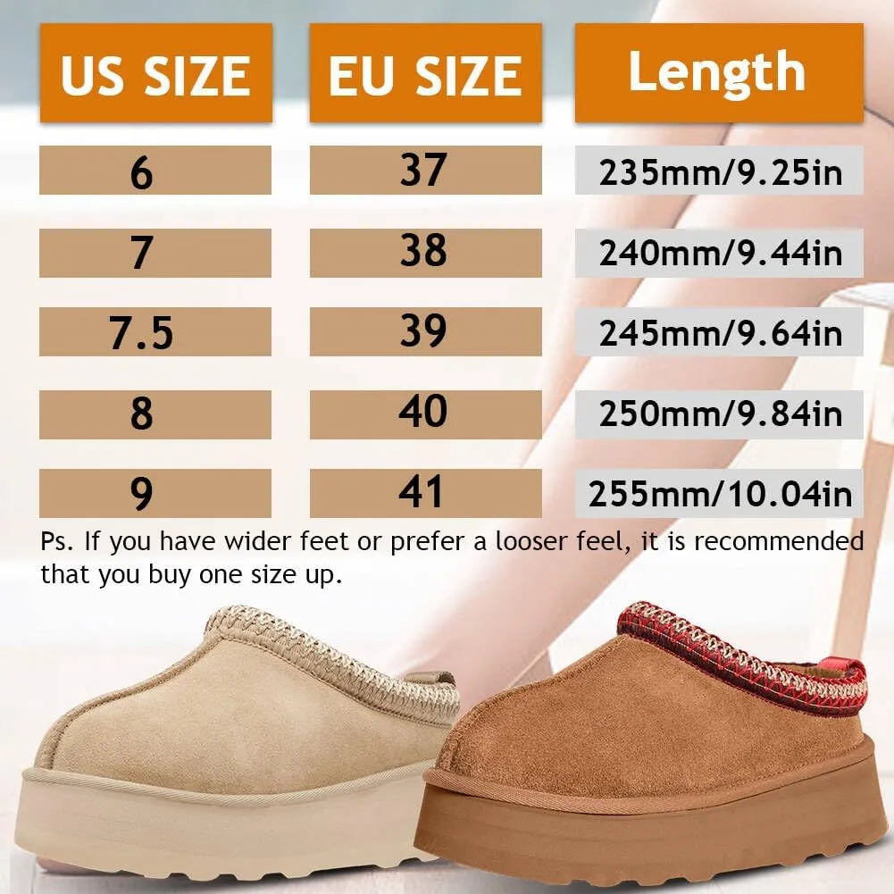 Platform Slippers Mini Boots for Women Fleece Lined Snow Boots Anti-Slip Snow Platform Slippers for Women Winter Outdoor