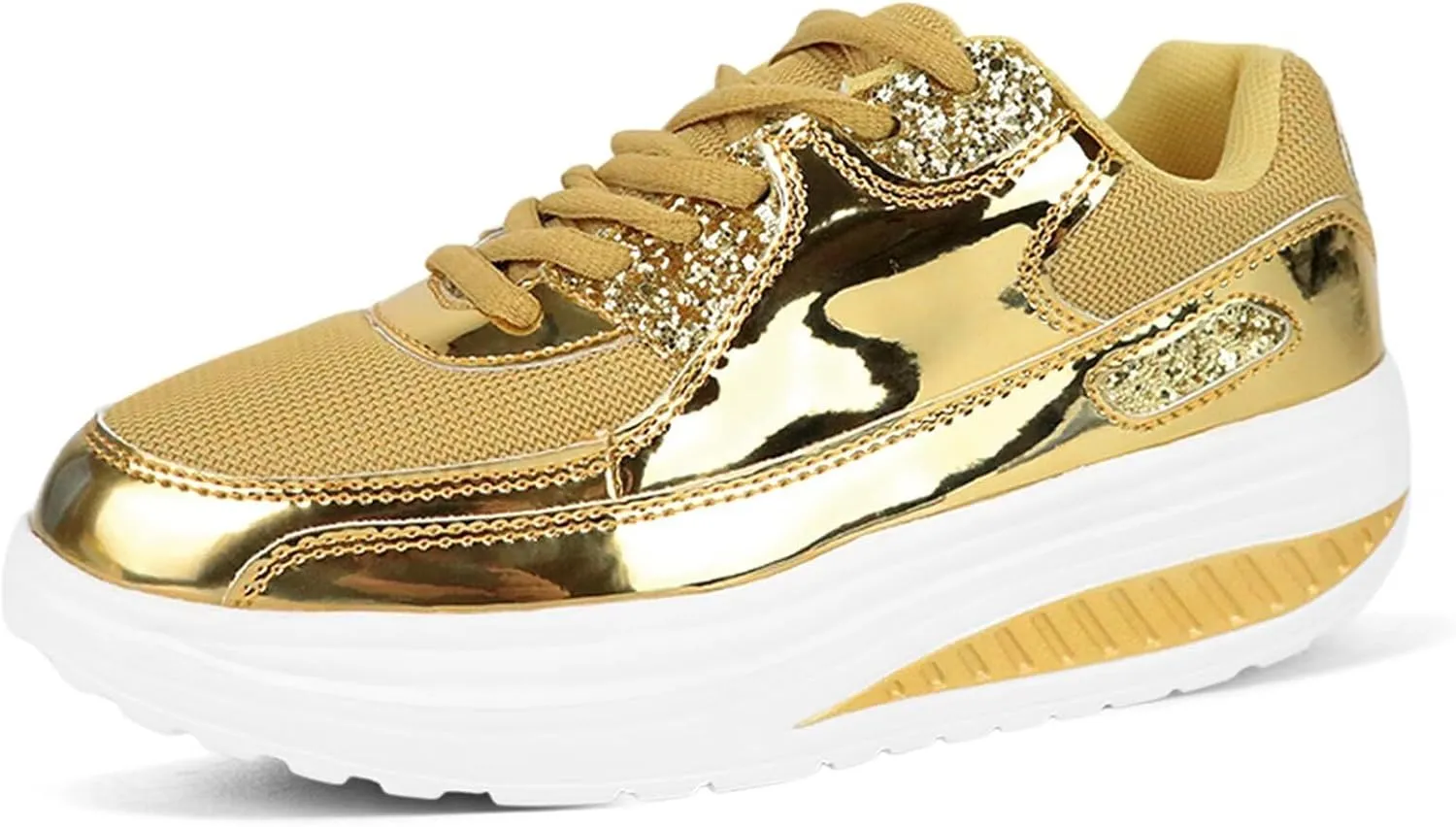 Platform Sneakers for Women Walking Shoes Comfortable All Day Standing Wedge Rocker Bottom 2 inch Thick Air Cushion