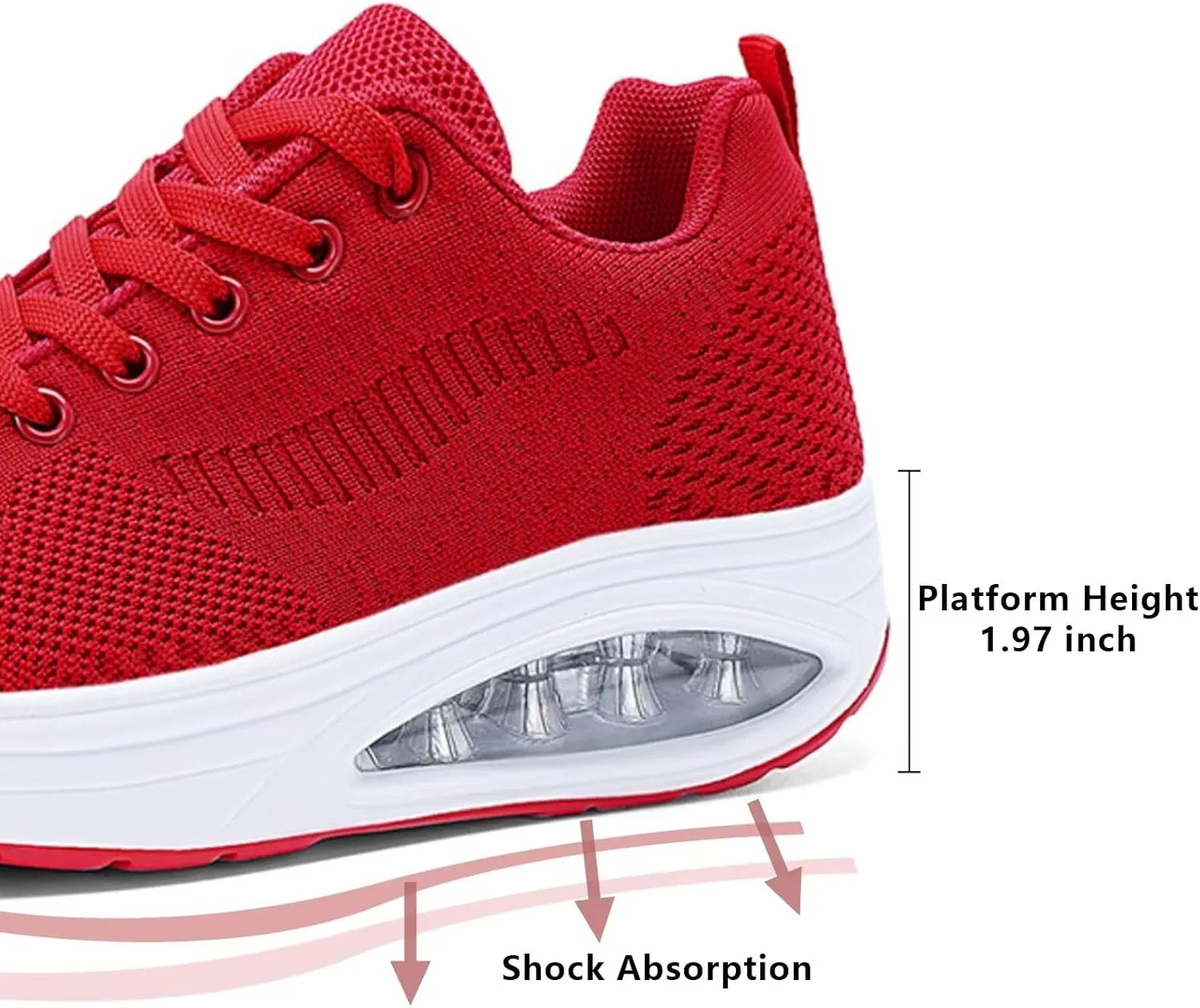 Platform Sneakers for Women Walking Shoes Comfortable All Day Standing Wedge Rocker Bottom 2 inch Thick Air Cushion