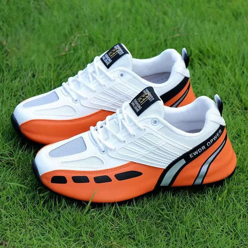 Plus Size Comfortable Striped Hiking Shoes for Men - Breathable, Waterproof, Low-top, Lace-up, Outdoor Training, Camping Sneakers for All Seasons