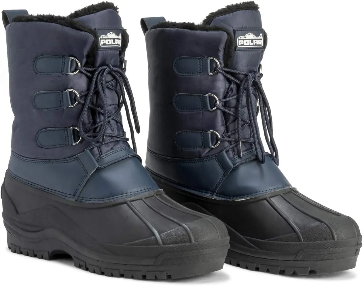 Polar Mens Muck Lace Up Short Nylon Winter Snow Rain Lace Up Casual Duck Boots