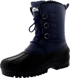 Polar Mens Muck Lace Up Short Nylon Winter Snow Rain Lace Up Casual Duck Boots