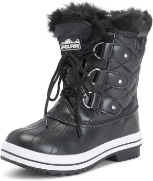 Polar Products Womens Snow Boot Quilted Short Winter Snow Rain Warm Waterproof Boots
