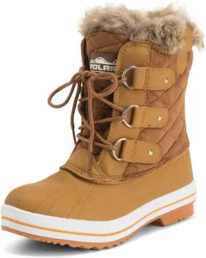 Polar Products Womens Snow Boot Quilted Short Winter Snow Rain Warm Waterproof Boots