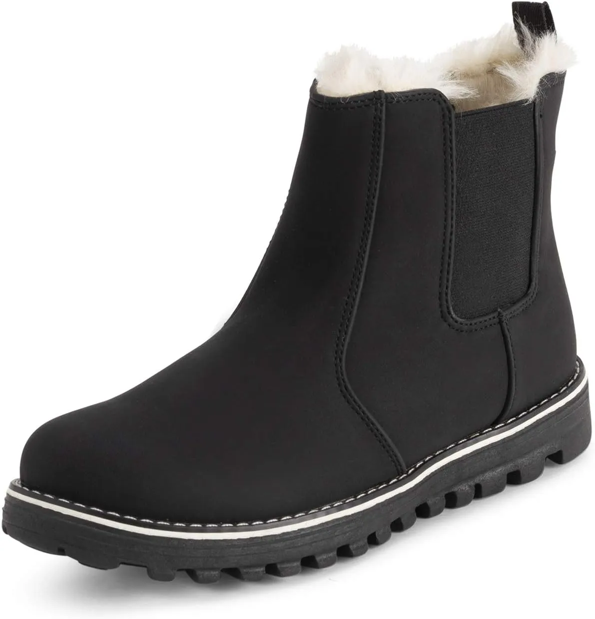Polar Womens Memory Foam Chelsea Nubuck Boot Waterproof Rubber Welted Stitch Outsole Faux Fur Lined