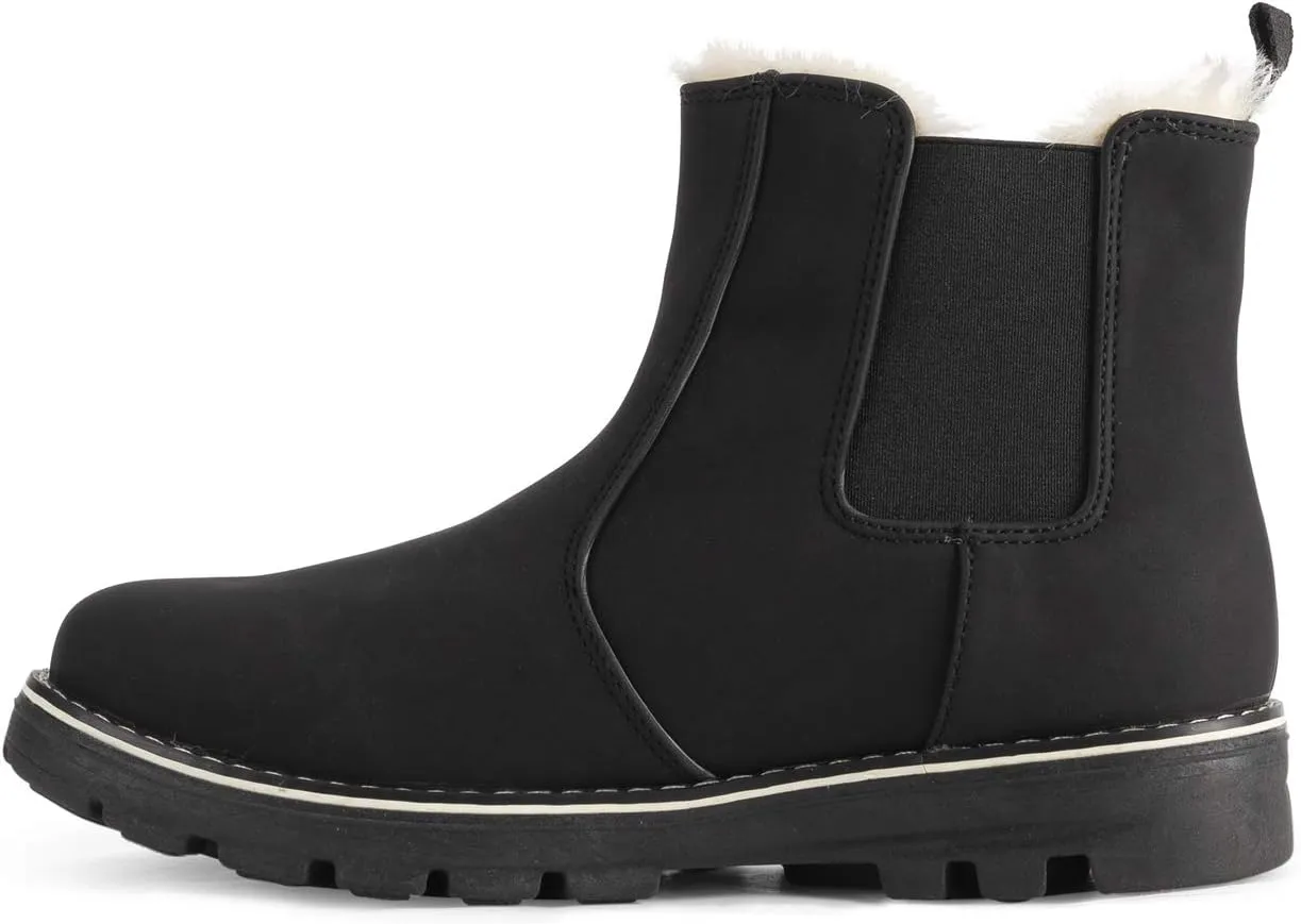 Polar Womens Memory Foam Chelsea Nubuck Boot Waterproof Rubber Welted Stitch Outsole Faux Fur Lined