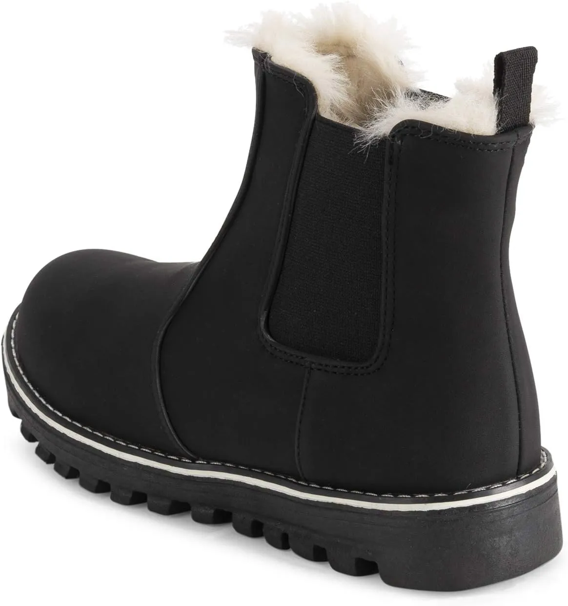 Polar Womens Memory Foam Chelsea Nubuck Boot Waterproof Rubber Welted Stitch Outsole Faux Fur Lined