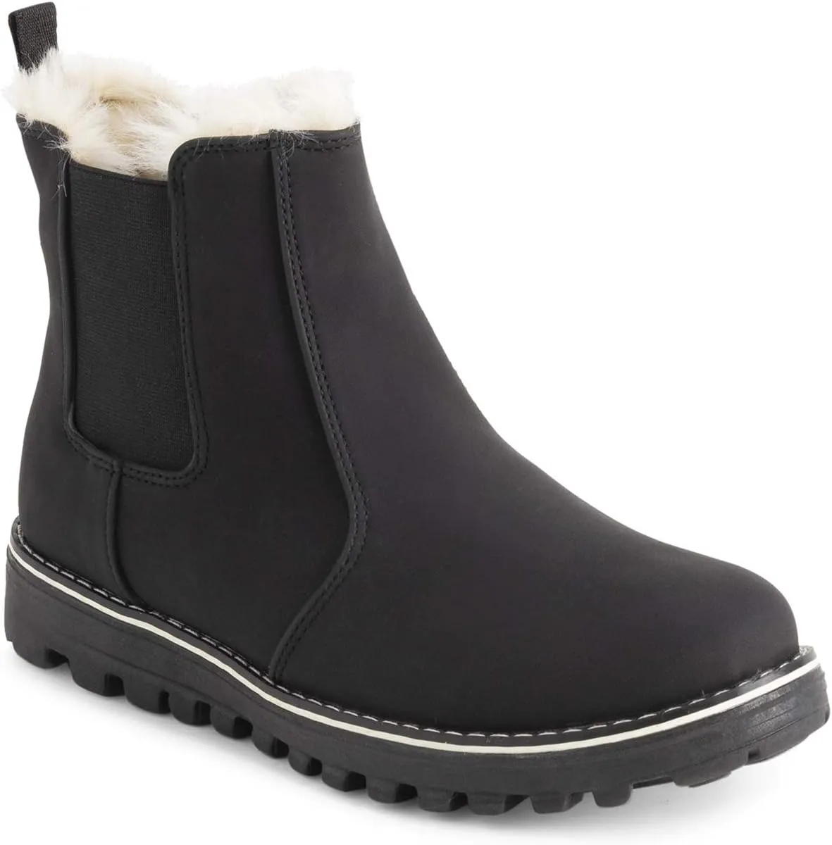 Polar Womens Memory Foam Chelsea Nubuck Boot Waterproof Rubber Welted Stitch Outsole Faux Fur Lined