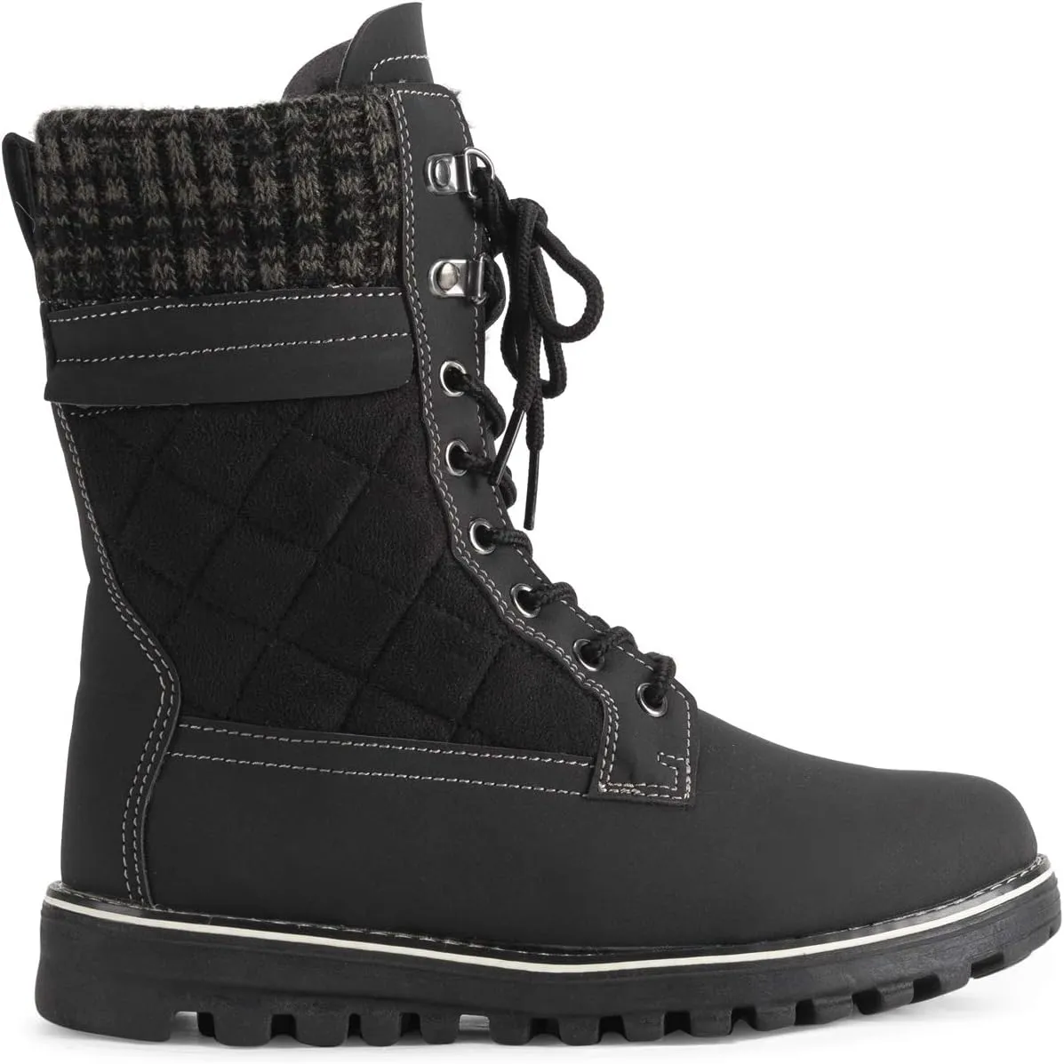 POLAR Womens Memory Foam Outside Pocket Inside Zip Thermal Waterproof Deep Tread Rubber Sole Snow Boots