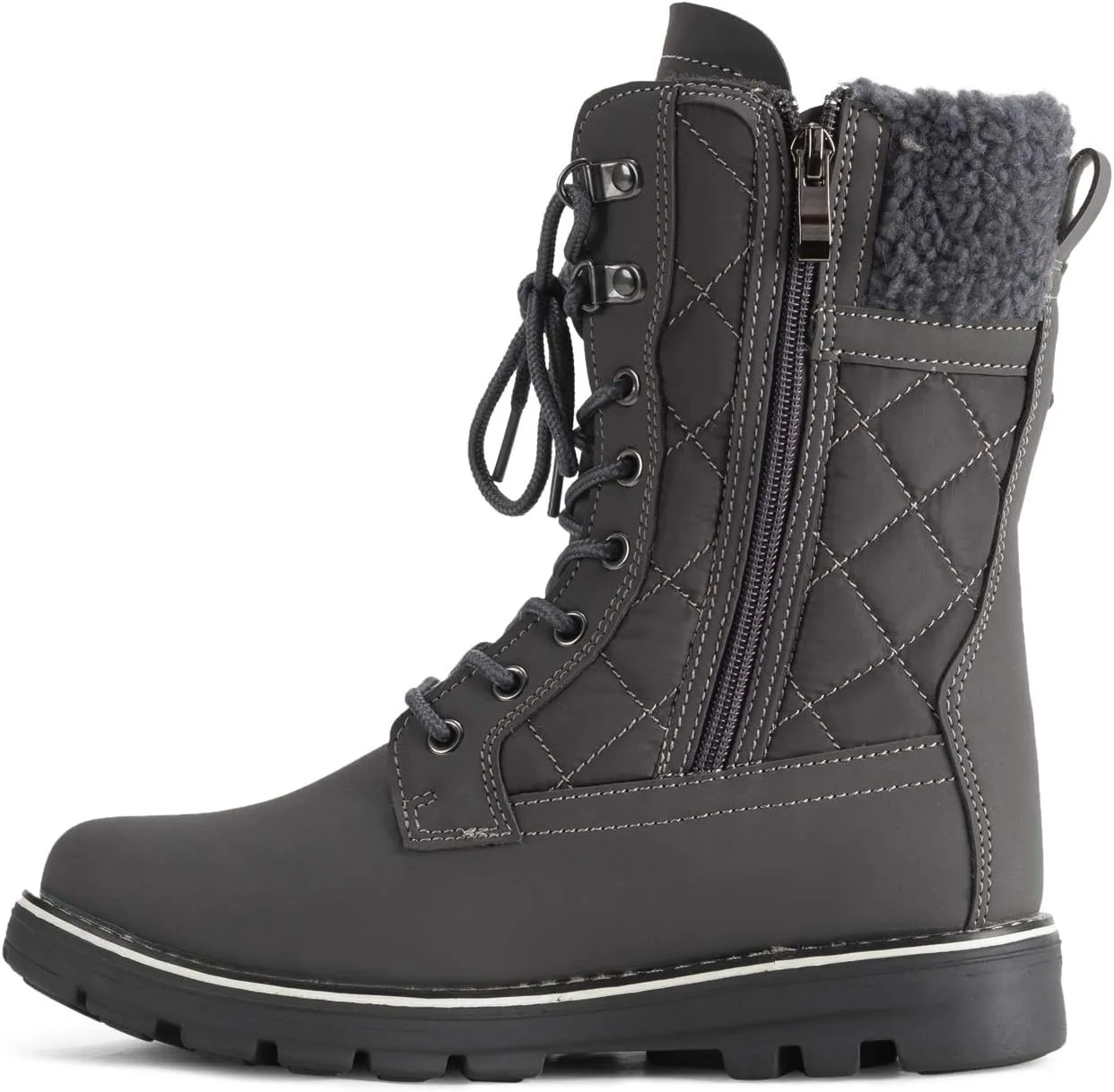POLAR Womens Memory Foam Outside Pocket Inside Zip Thermal Waterproof Deep Tread Rubber Sole Snow Boots