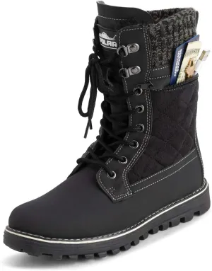 POLAR Womens Memory Foam Outside Pocket Inside Zip Thermal Waterproof Deep Tread Rubber Sole Snow Boots