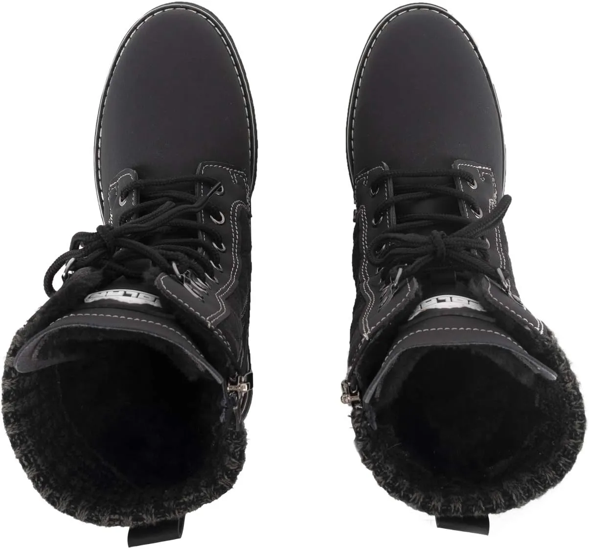 POLAR Womens Memory Foam Outside Pocket Inside Zip Thermal Waterproof Deep Tread Rubber Sole Snow Boots
