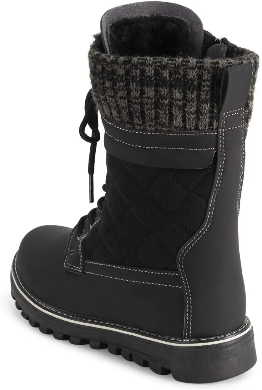 POLAR Womens Memory Foam Outside Pocket Inside Zip Thermal Waterproof Deep Tread Rubber Sole Snow Boots
