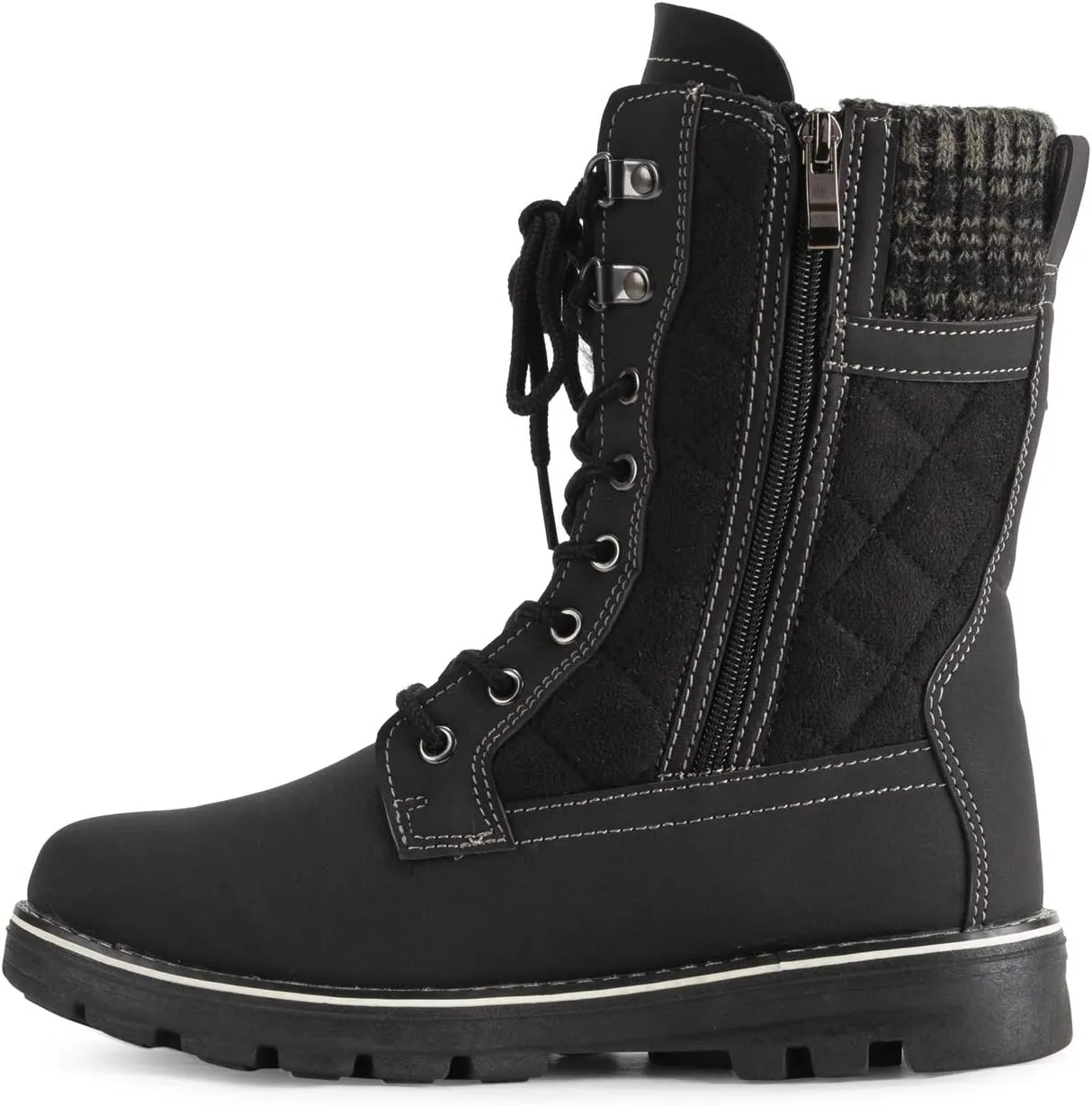 POLAR Womens Memory Foam Outside Pocket Inside Zip Thermal Waterproof Deep Tread Rubber Sole Snow Boots