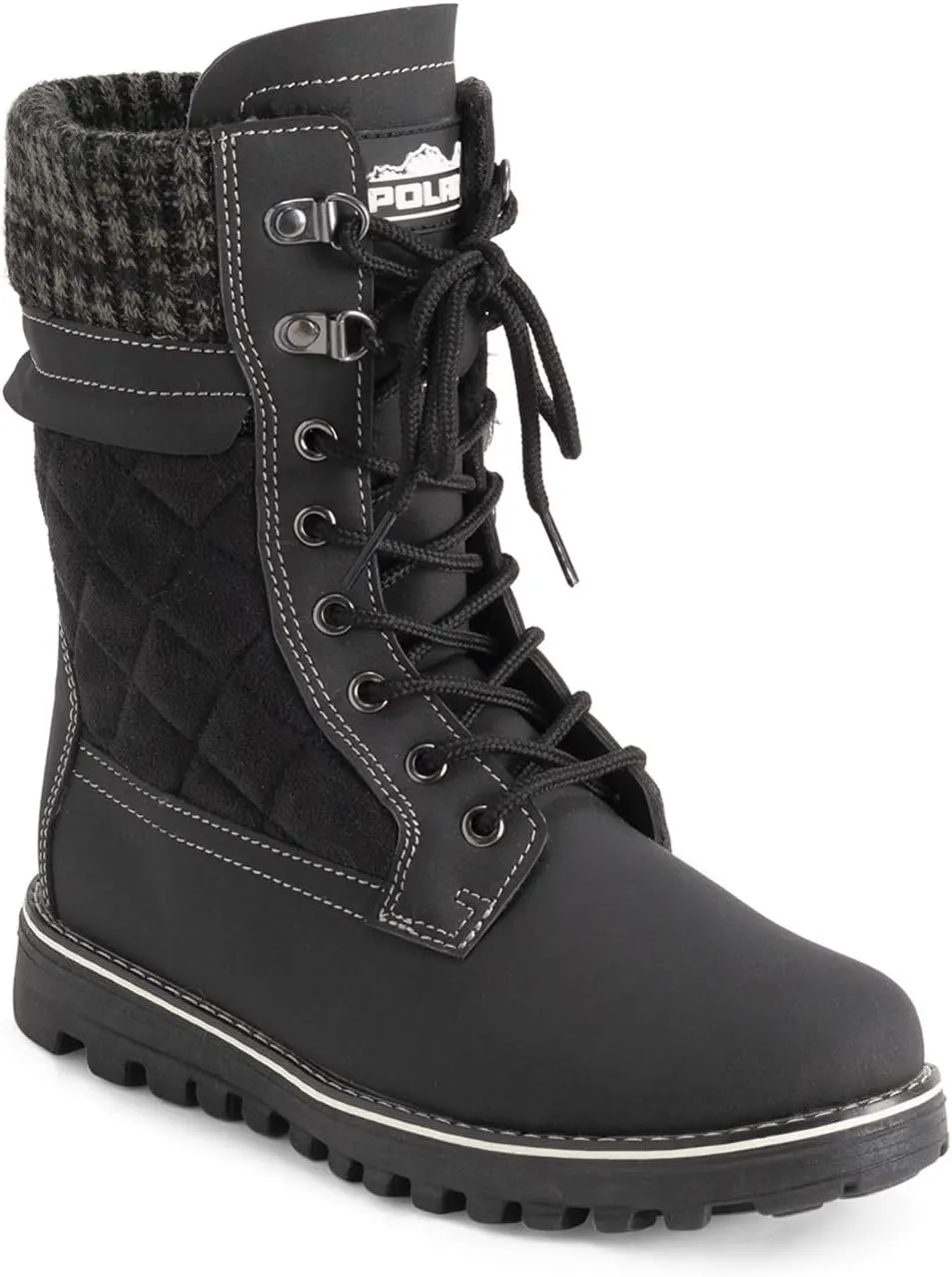 POLAR Womens Memory Foam Outside Pocket Inside Zip Thermal Waterproof Deep Tread Rubber Sole Snow Boots