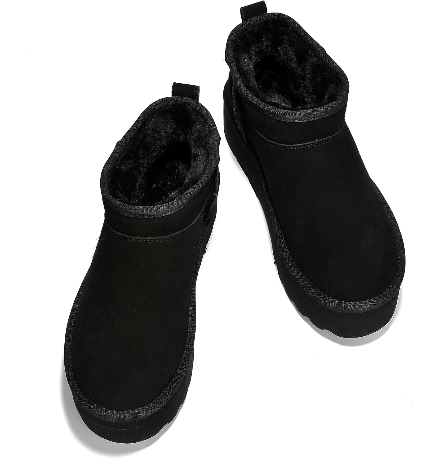 Project Cloud 100% Genuine Suede Leather Ankle Boots for Women - Fur Boots Memory Foam Insole Womens Boots - Anti-Slip Mini Platform Boots - Lightweight Winter Boots for Women - Snow Boots (Huggy)