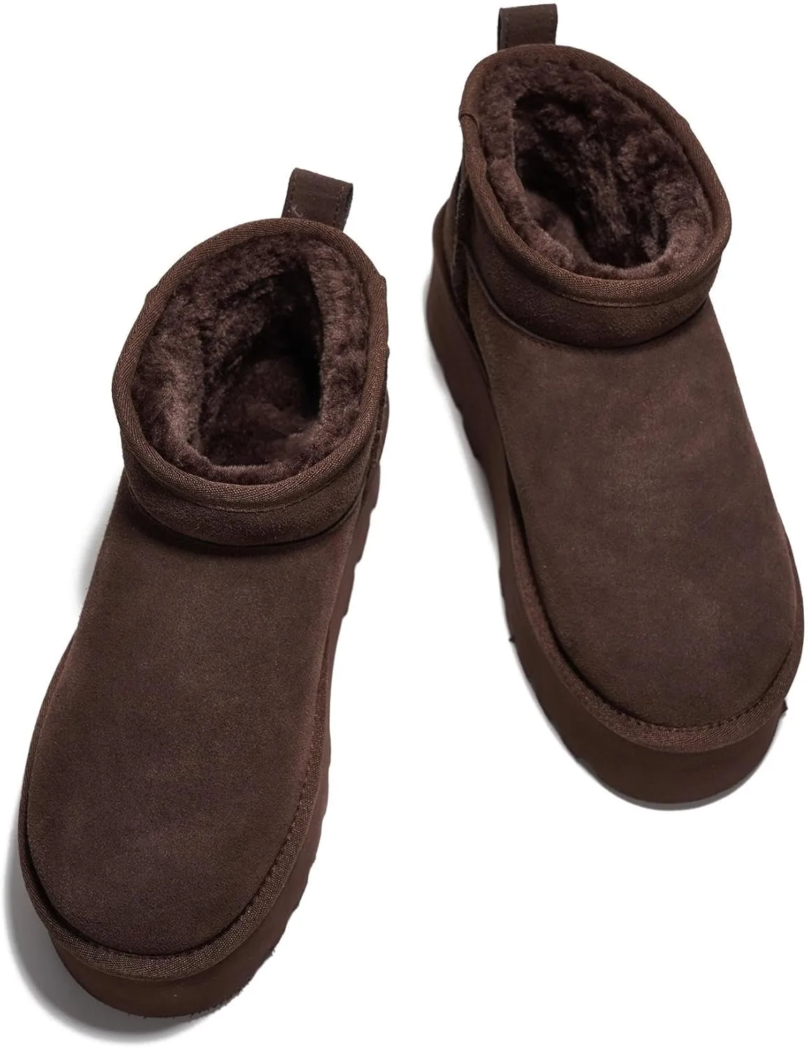 Project Cloud 100% Genuine Suede Leather Ankle Boots for Women - Fur Boots Memory Foam Insole Womens Boots - Anti-Slip Mini Platform Boots - Lightweight Winter Boots for Women - Snow Boots (Huggy)