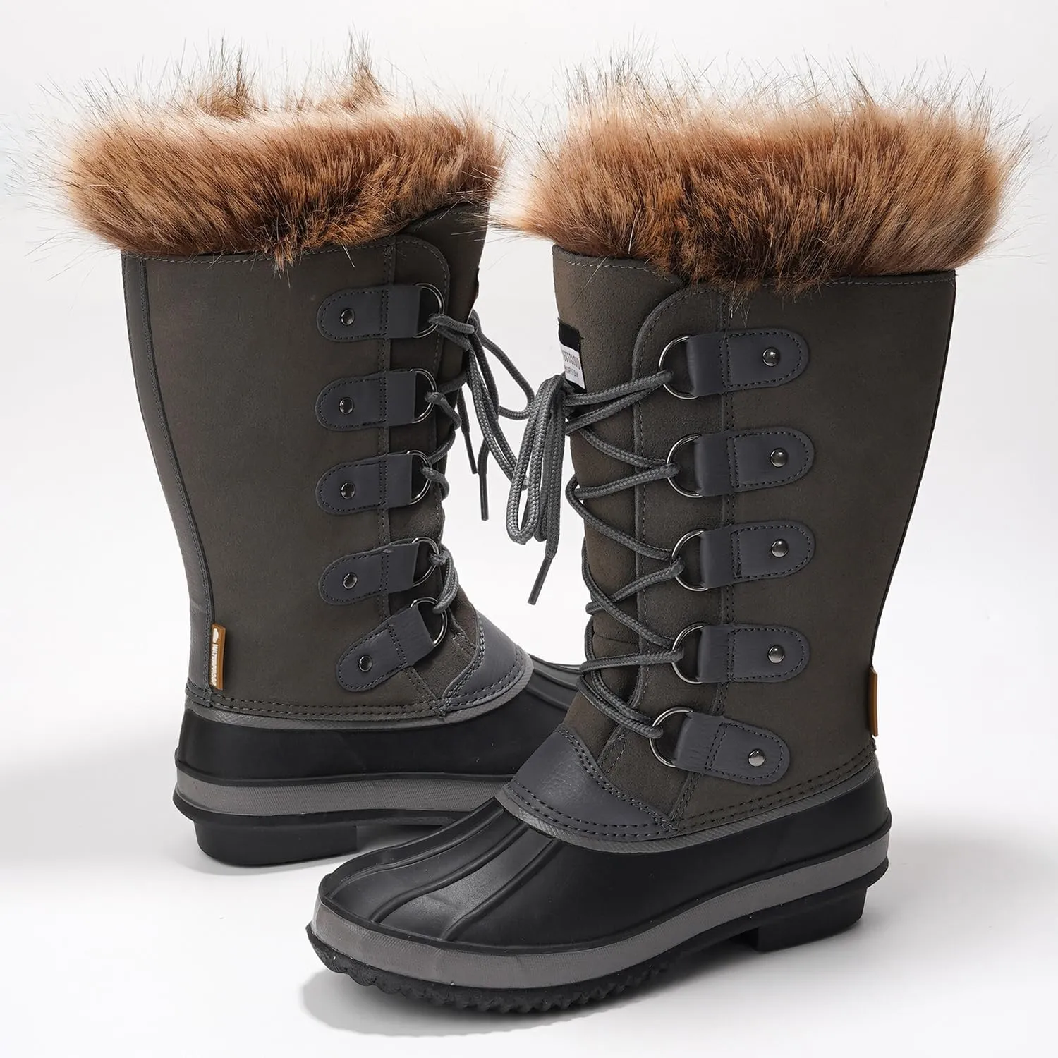 Project Cloud Womens Snow Boots - Genuine Leather Memory Foam Insole Fur Mid-Calf Winter Snow Boots for Women Footwear - Lightweight Non-Slip Outdoor Shoes (Ventura)