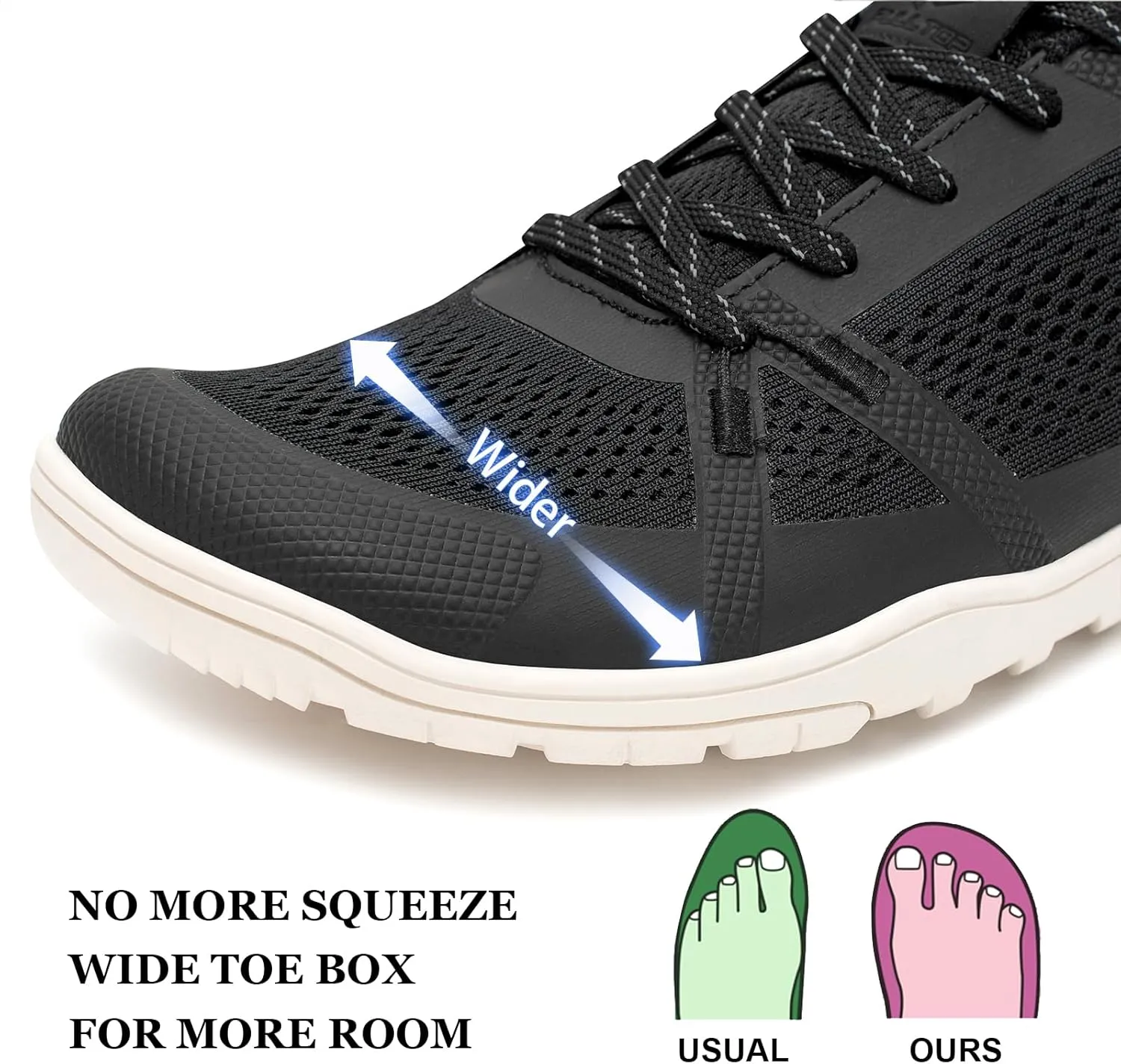 Pulltop Barefoot Trail Running Shoes for Men - Wide Toe Box | Zero Drop Sole | Minimalist Crossfit Training Shoes