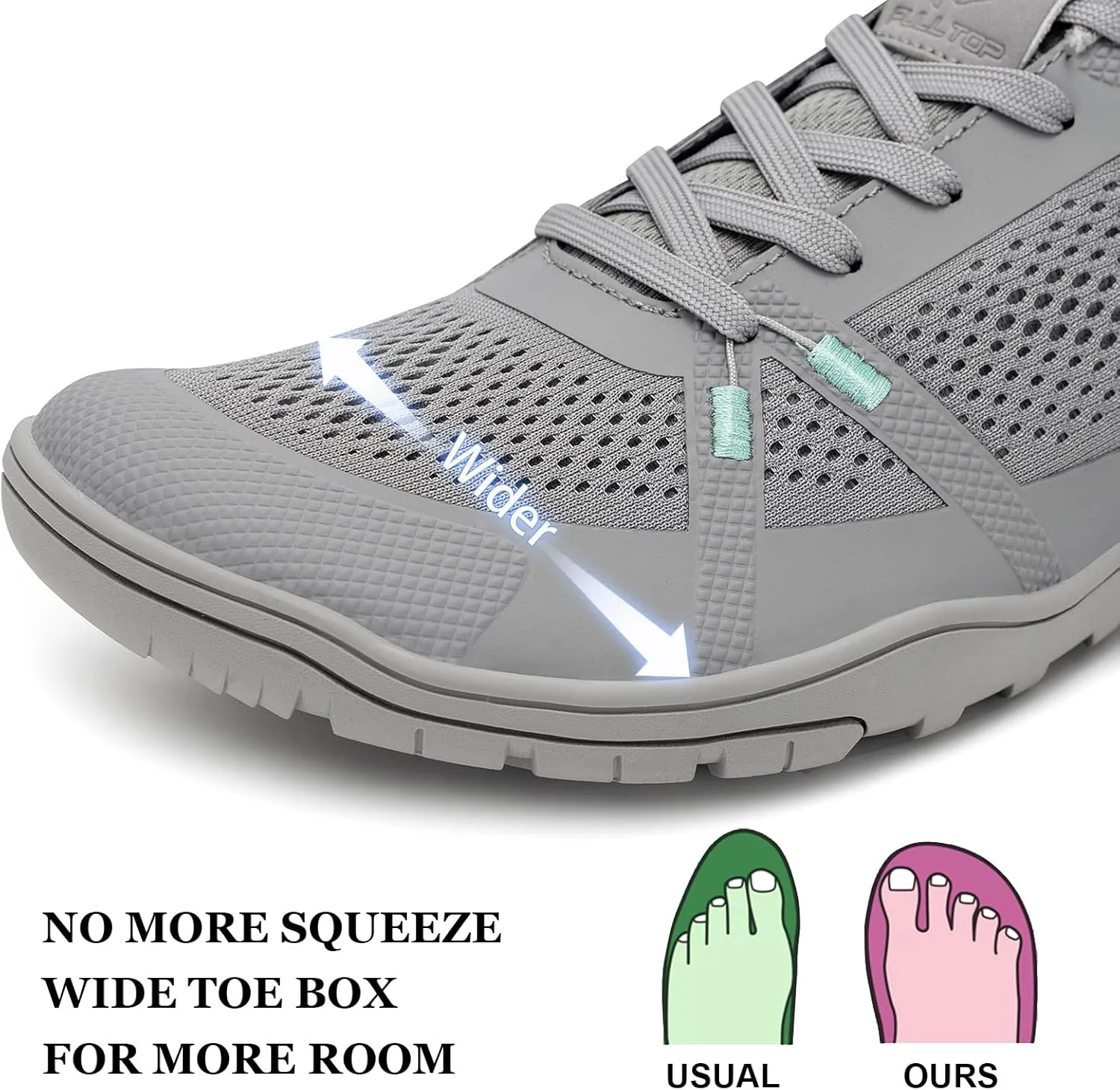 Pulltop Barefoot Trail Running Shoes for Men - Wide Toe Box | Zero Drop Sole | Minimalist Crossfit Training Shoes