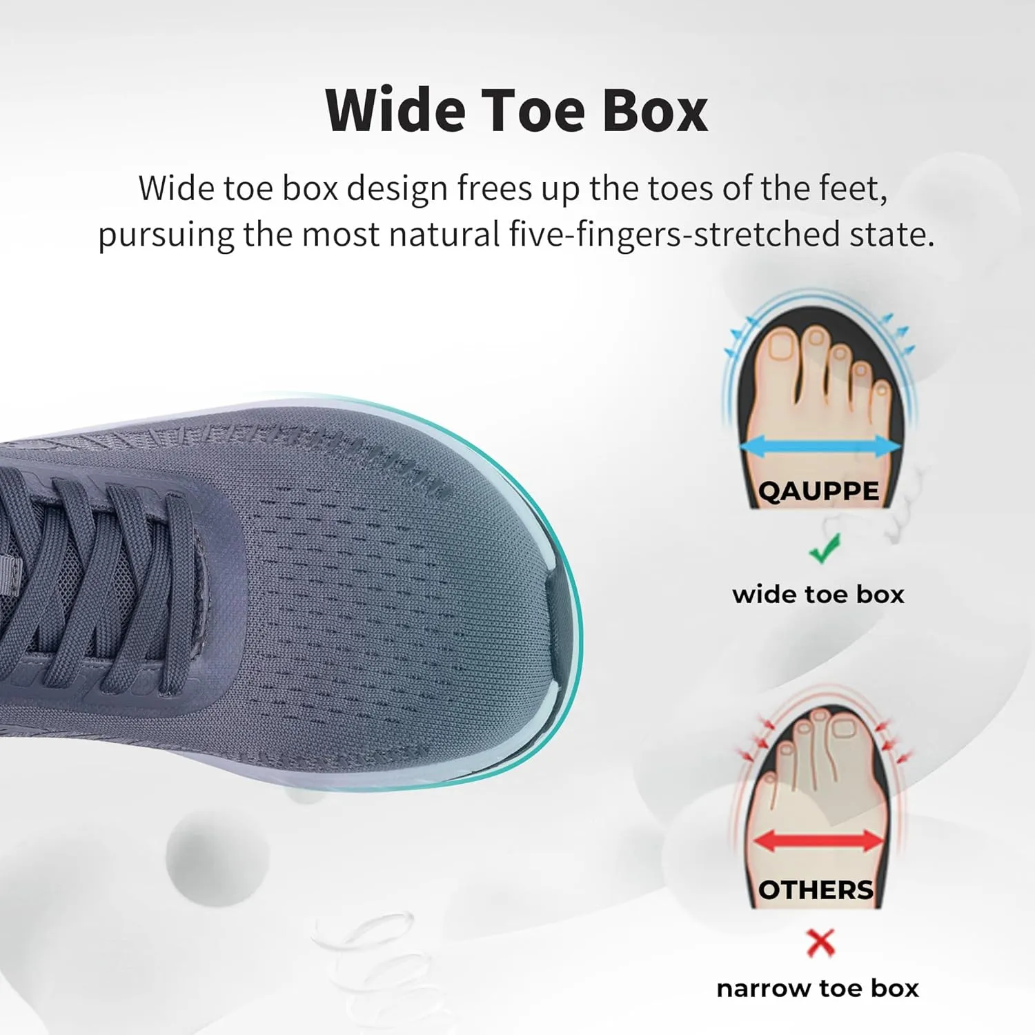 QAUPPE Wide Toe Box Shoes for Men Walking Shoes with Arch Support Plantar Fasciitis Orthotic Sneakers Air Tennis Sneakers US 8-13