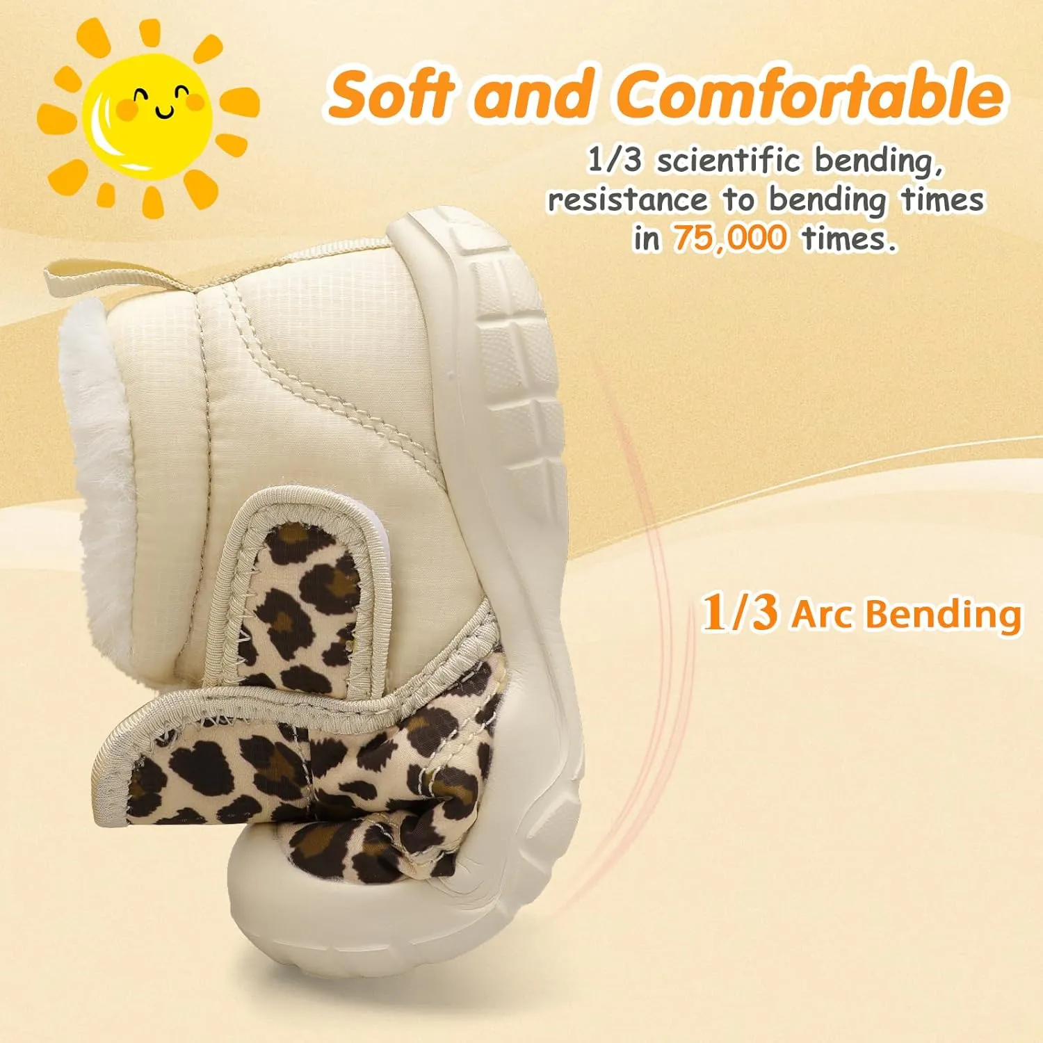 QFH Baby Boys Girls Winter Warm Shoes Cozy Fleece Snow Boots Toddler Non-Slip Walking Shoes Infant Outdoor Water Resistance Faux Fur Booties