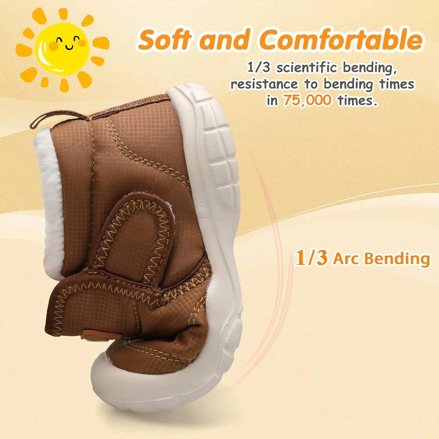 QFH Baby Boys Girls Winter Warm Shoes Cozy Fleece Snow Boots Toddler Non-Slip Walking Shoes Infant Outdoor Water Resistance Faux Fur Booties