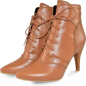Quimeir Womens Stiletto Ankle Boots Pointed Toe Lace Up High Heel Booties