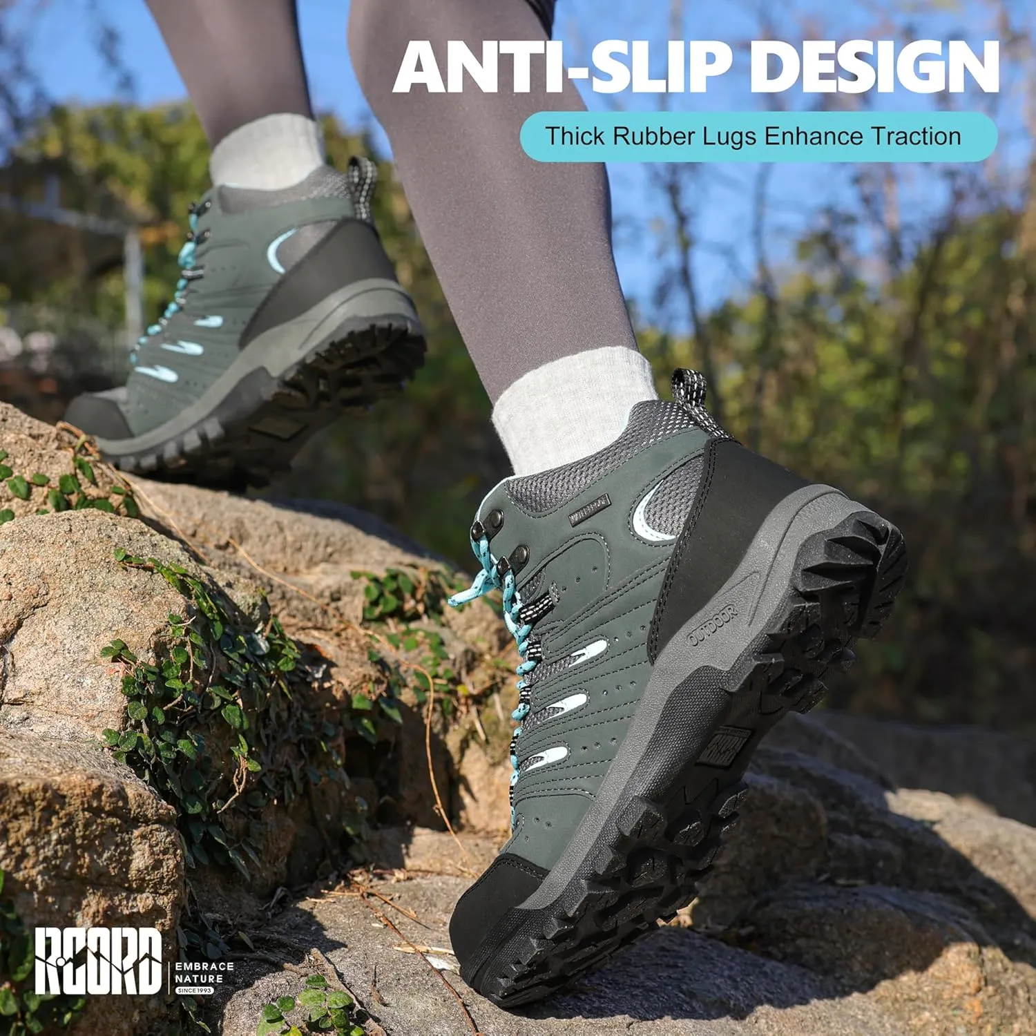 R CORD Hiking Boots Women Waterproof Womens Hiking Boots Comfortable Non-Slip Womens Hiking Shoes Walking Trekking Camping Tennis Sport Sneakers